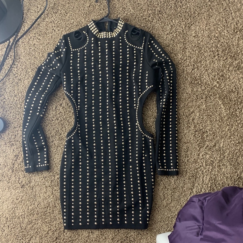 Silver studded cut out dress